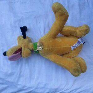 Disney Pluto Plush Stuffed Animal Dog Toy‎ Yellow Green Collar